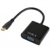 Full HD 1080P Mini HDMI Male to VGA Female Video Adapter Cable with Audio Cable(Black)